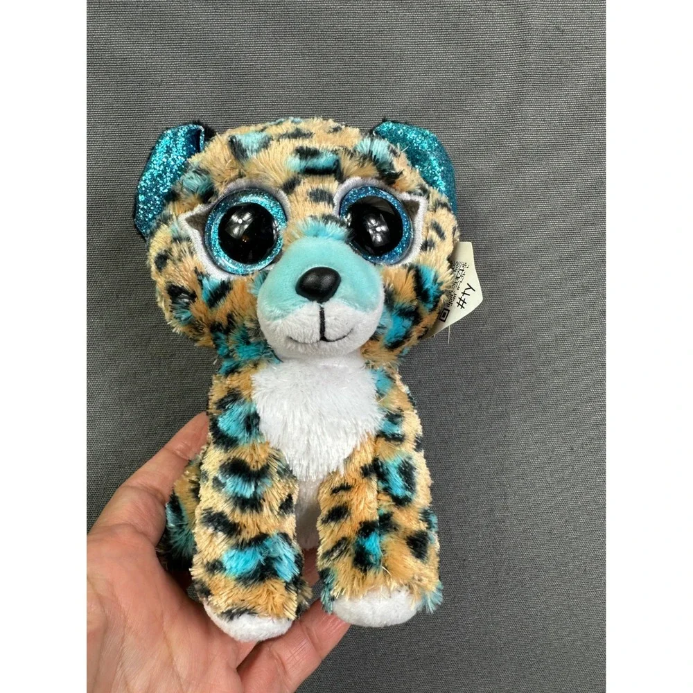 Ty Beanie Boos Leona Leopard Blue Spotted Plush Glitter Eyes 6 Inch Collectible‎